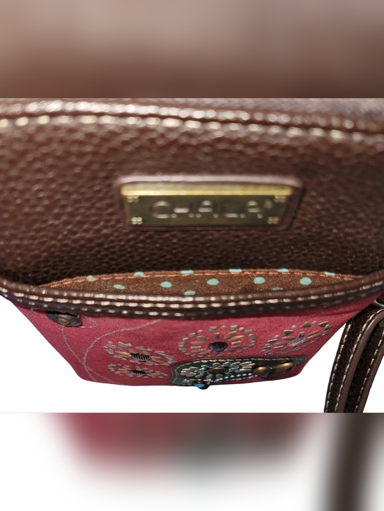 Chala Paw Print Cell Phone Crossbody Bag Maroon/Burgundy - EUC - Picture 7 of 11